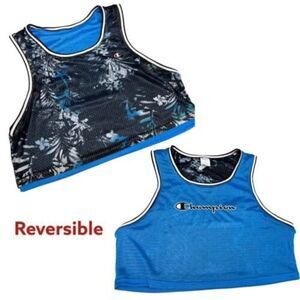 NEW Champion Reversible Mesh Tank Crop Top Spellout Floral Jersey Script‎